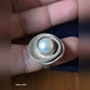 Vintage Sterling Silver Ring With Really Pearl From ISREAL SZ :6